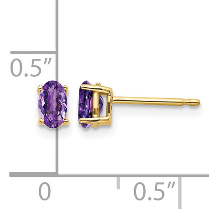 14k 5x3mm Oval Amethyst Post Earrings