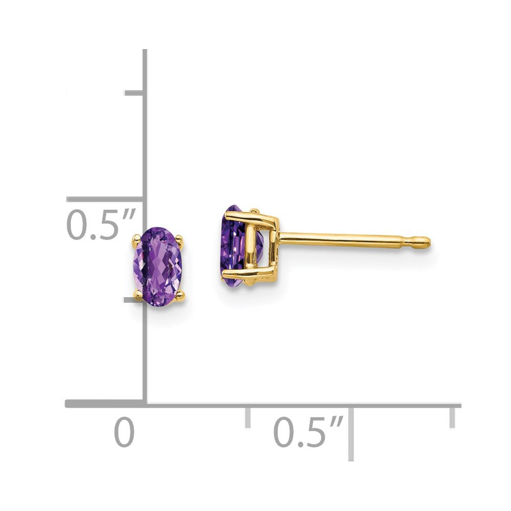 14k 5x3mm Oval Amethyst Earrings