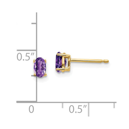 14k 5x3mm Oval Amethyst Earrings