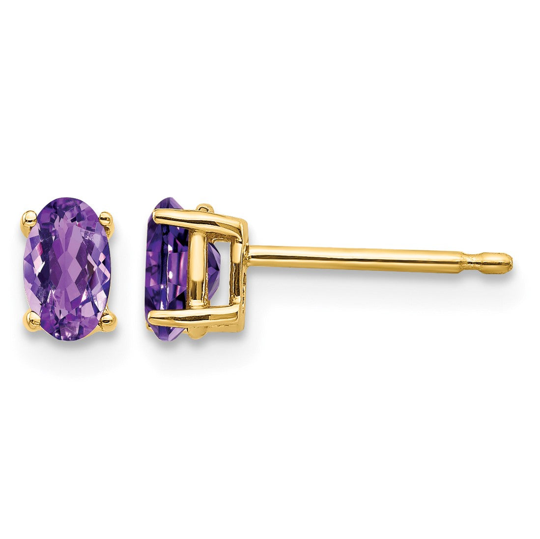 14k 5x3mm Oval Amethyst Post Earrings