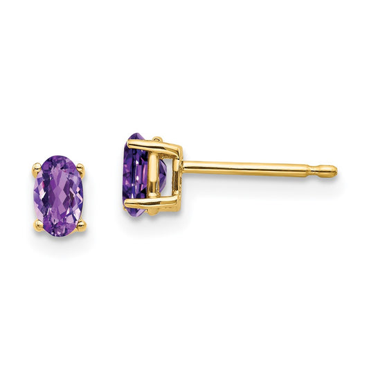 14k 5x3mm Oval Amethyst Earrings