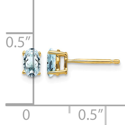 14k 5x3mm Oval Aquamarine Post Earrings