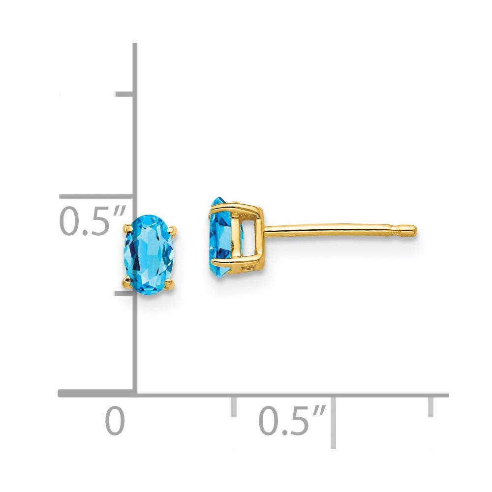 14k 5x3mm Oval Blue Topaz earring