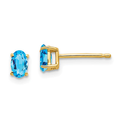 14k 5x3mm Oval Blue Topaz earring