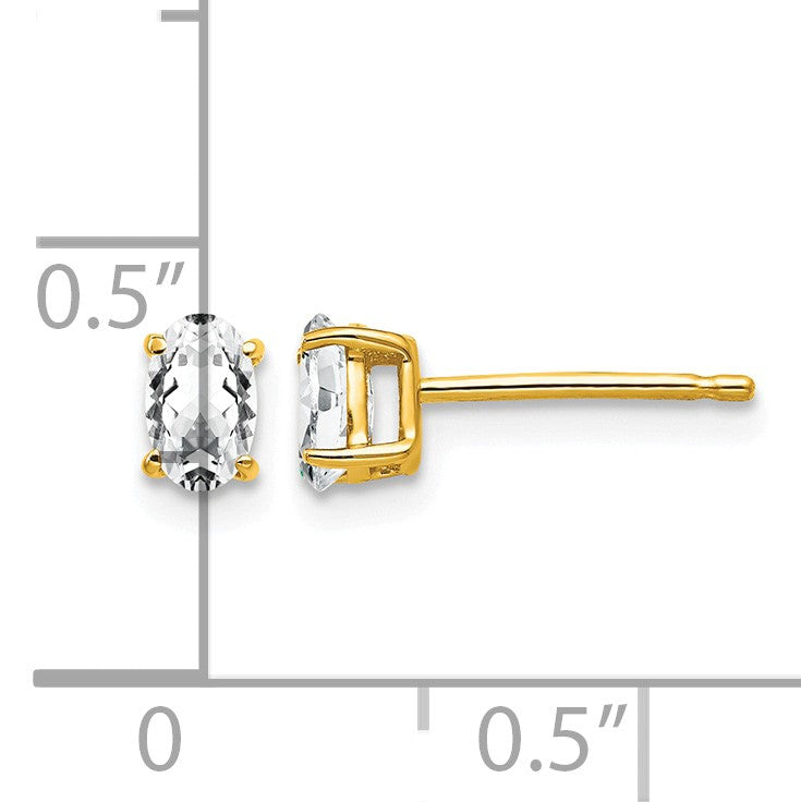 14k 5x3mm Oval Cubic Zirconia Post Earrings