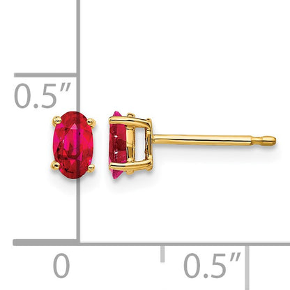 14k 5x3mm Oval Ruby Post Earrings