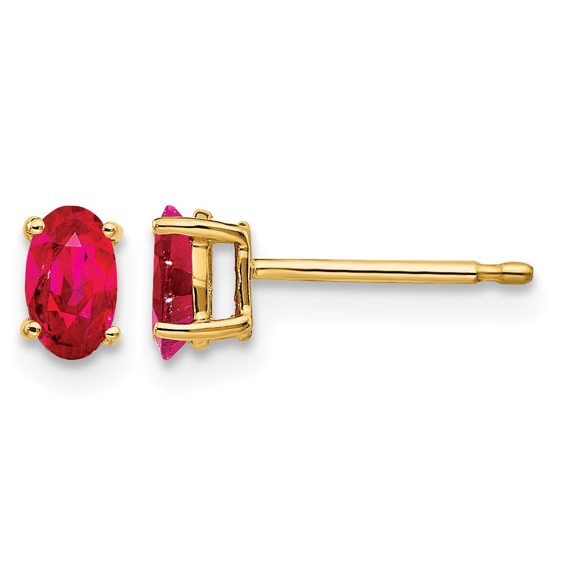 14k 5x3mm Oval Ruby Post Earrings