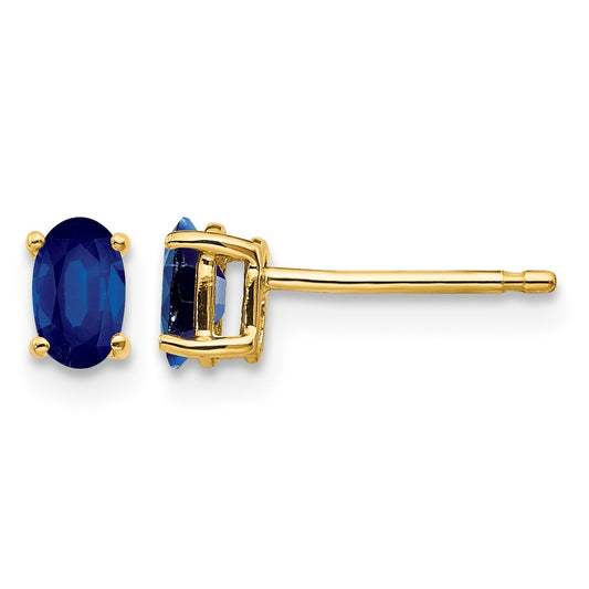 14k 5x3mm Oval Sapphire Post Earrings