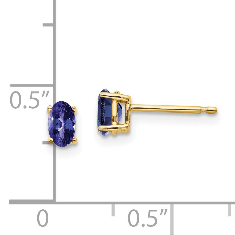 14k 5x3mm Oval Tanzanite Post Earrings