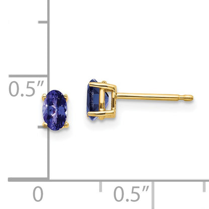 14k 5x3mm Oval Tanzanite Post Earrings