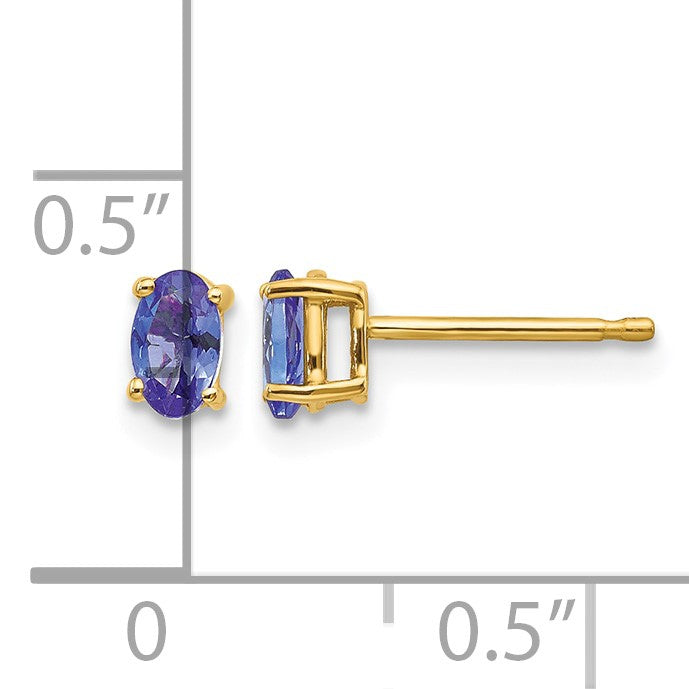 14k 5x3mm Oval Tanzanite Post Earrings