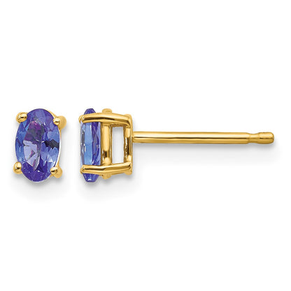14k 5x3mm Oval Tanzanite Post Earrings
