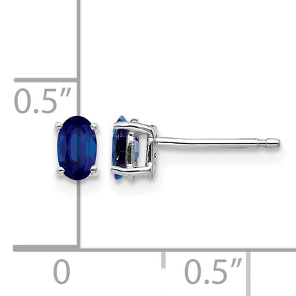 14k White Gold 5x3mm Oval Sapphire Post Earrings