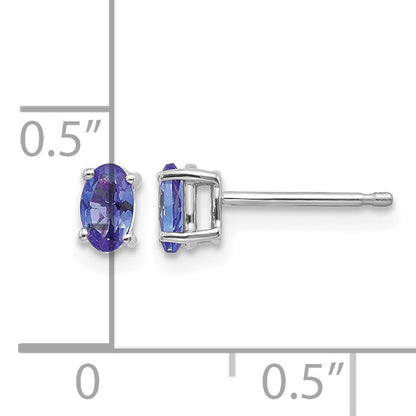 14k White Gold 5x3mm Oval Tanzanite Post Earrings