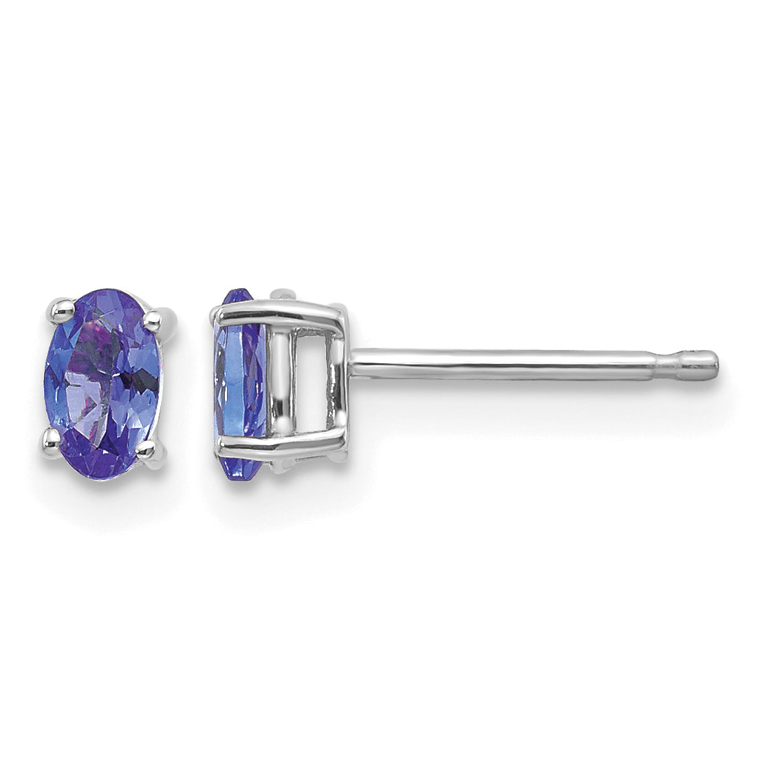 14k White Gold 5x3mm Oval Tanzanite Post Earrings