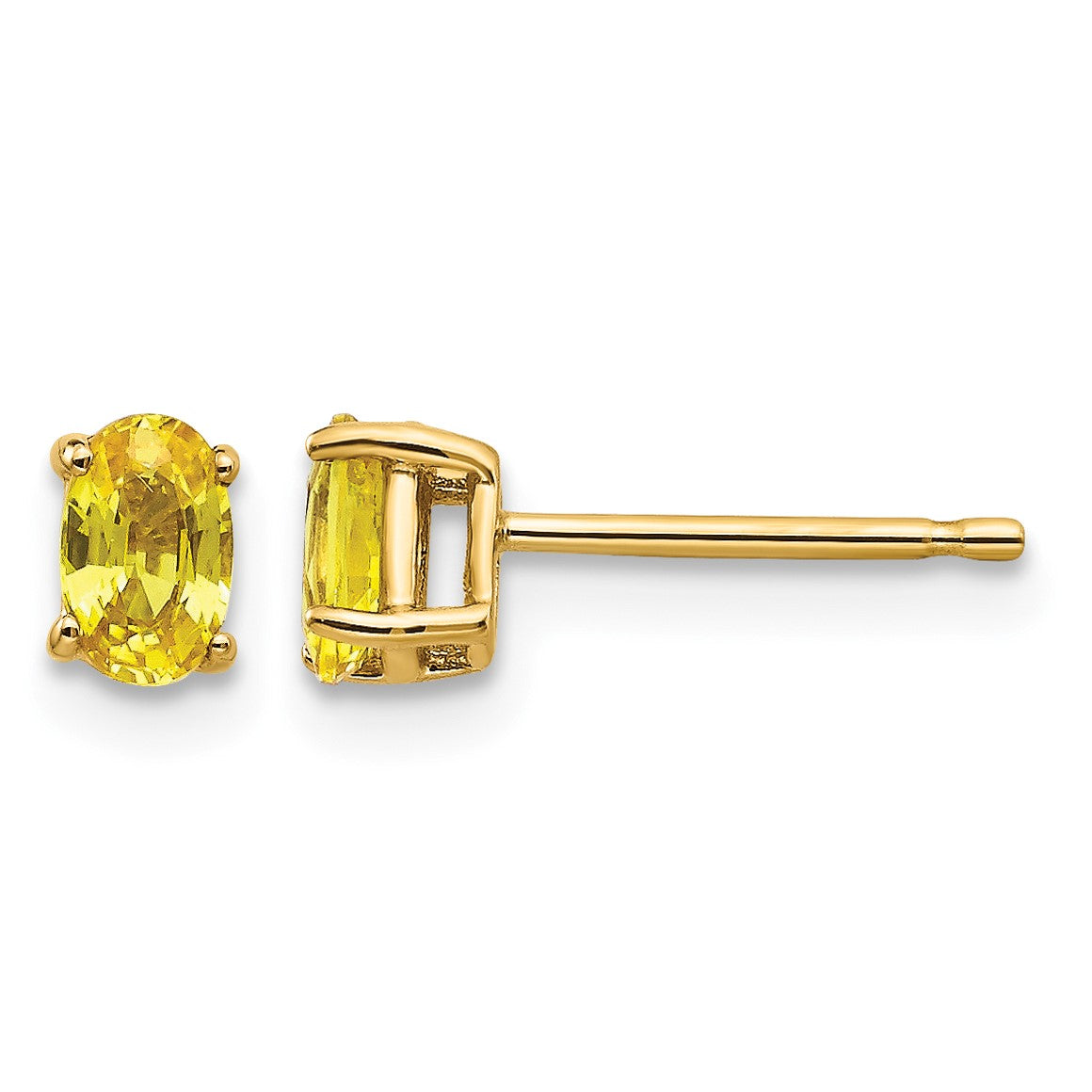 14k 5x3mm Oval Yellow Sapphire Post Earrings