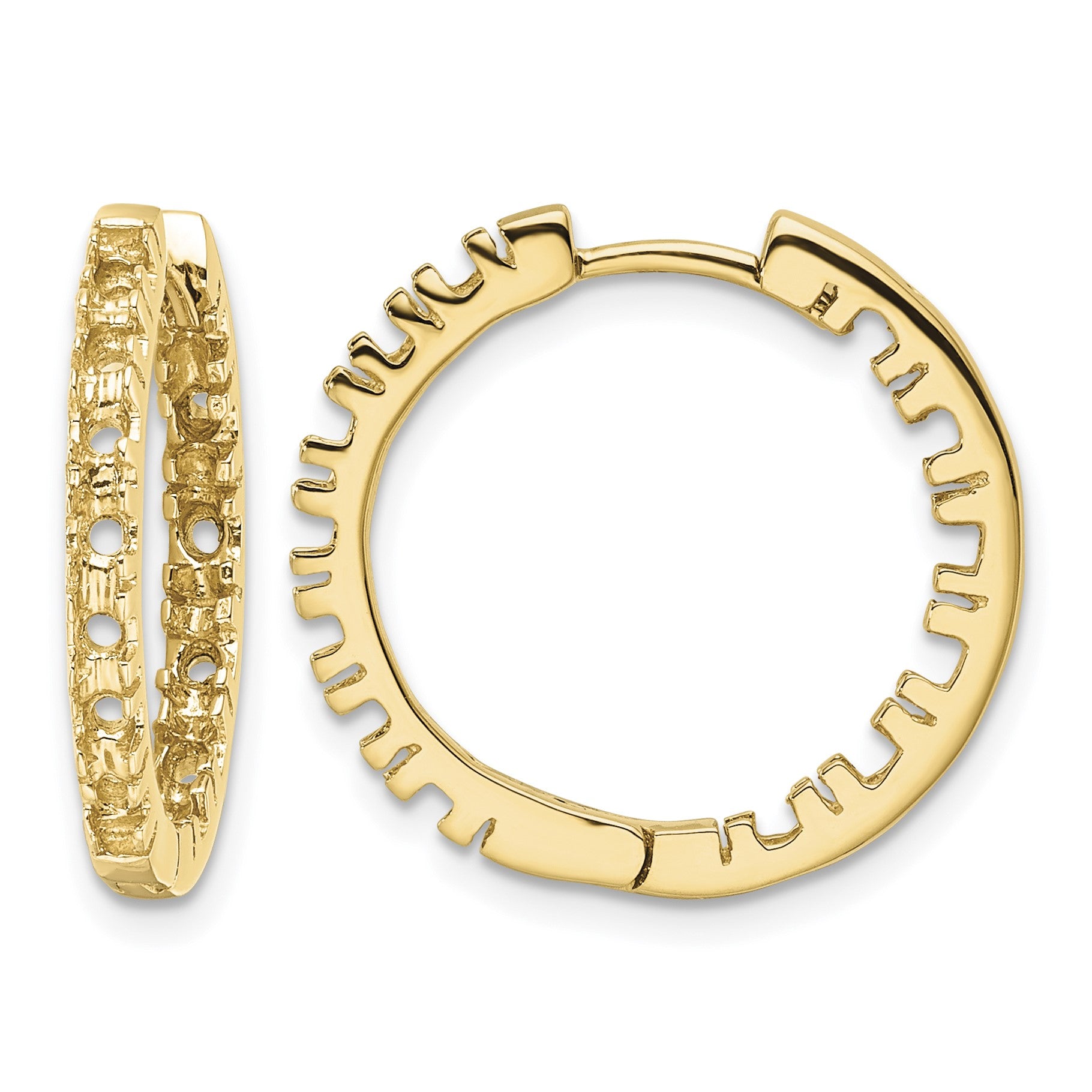 14k (Holds 26-2.0mm Round) In/Out Hinged Hoop Earring Mountings