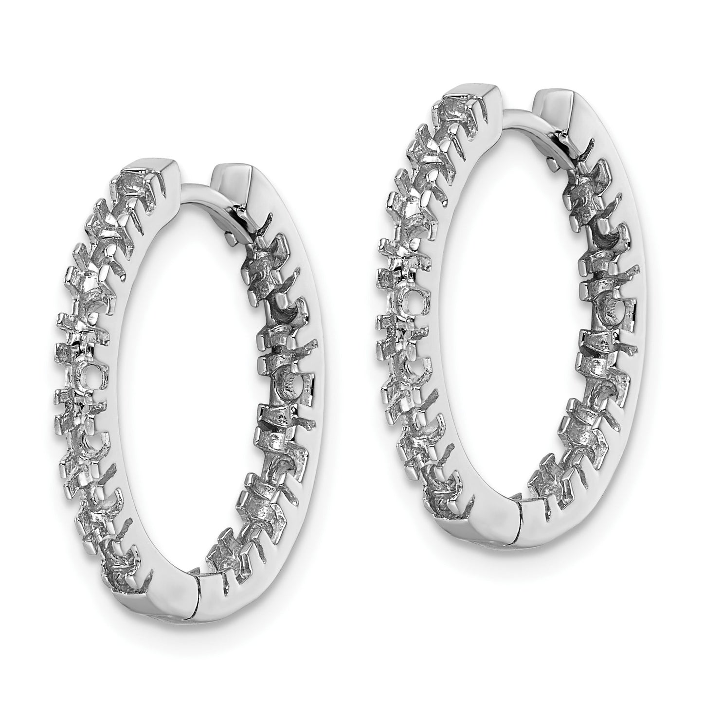 14k White Gold (Holds 26-2.0mm Round) In/Out Hinged Hoop Earring Mountings