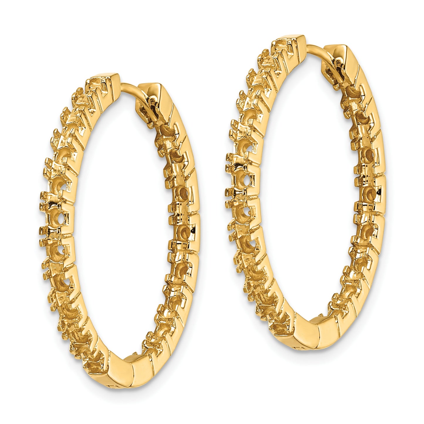14k (Holds 38-2.3mm Round) In/Out Hinged Hoop Earring Mountings