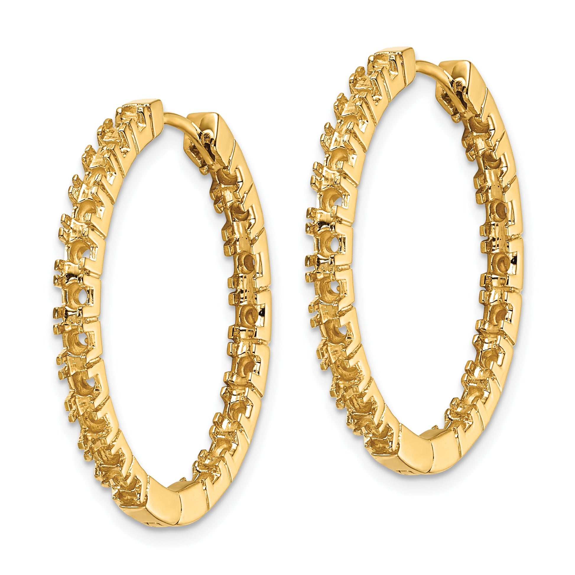 14k (Holds 38-2.3mm Round) In/Out Hinged Hoop Earring Mountings
