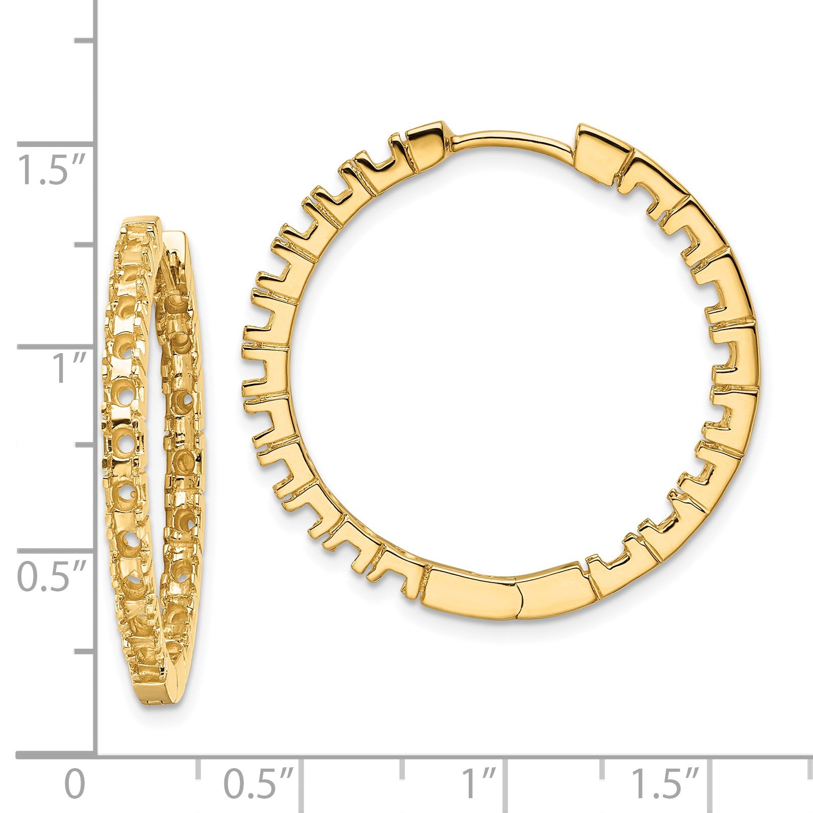 14k (Holds 38-2.3mm Round) In/Out Hinged Hoop Earring Mountings