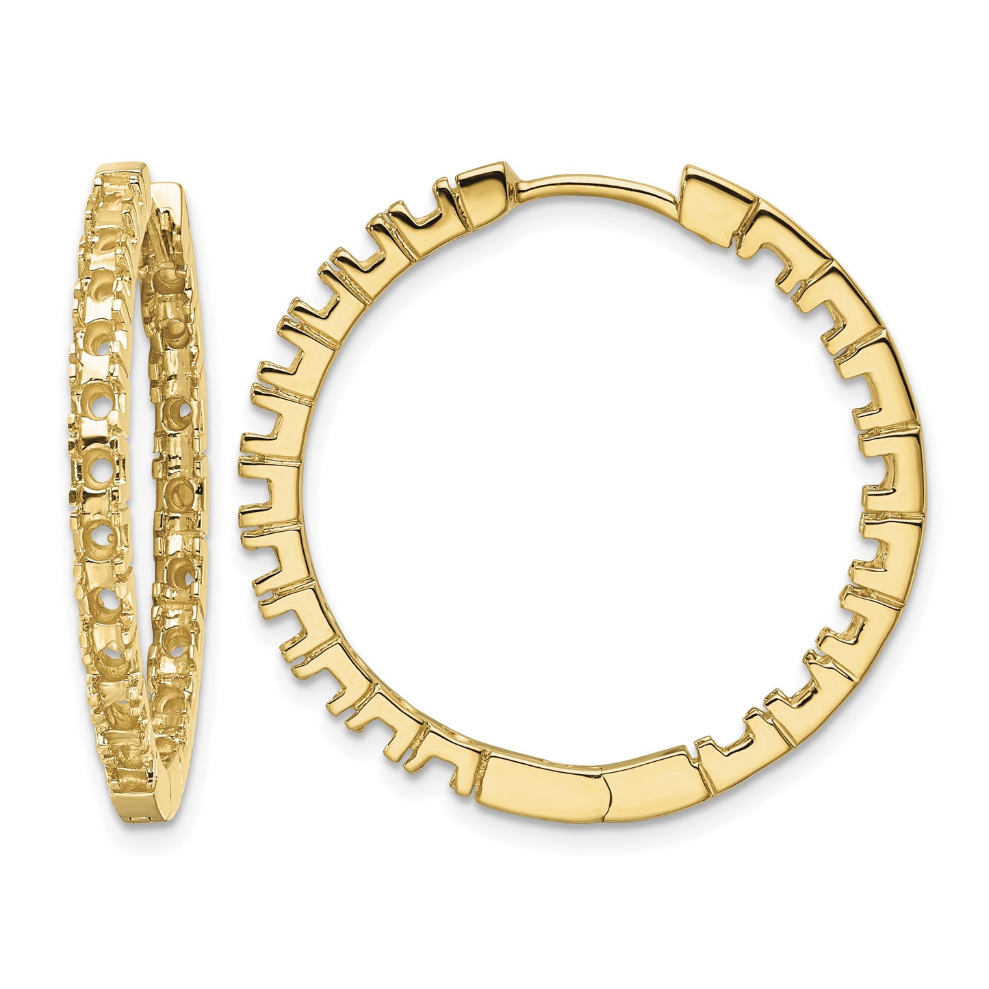14k (Holds 38-2.3mm Round) In/Out Hinged Hoop Earring Mountings