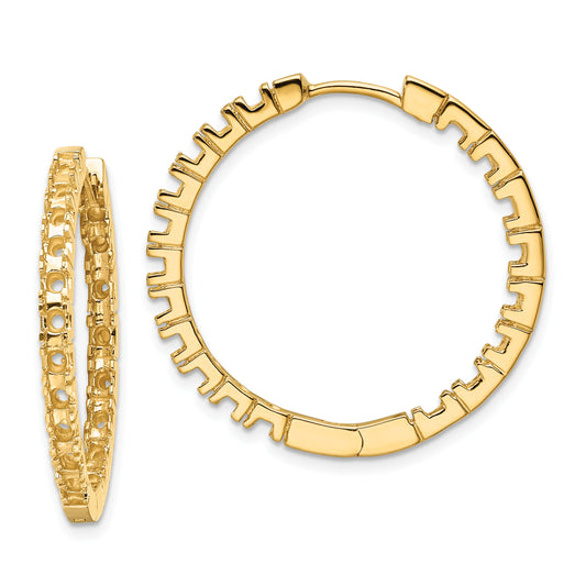 14k (Holds 38-2.3mm Round) In/Out Hinged Hoop Earring Mountings