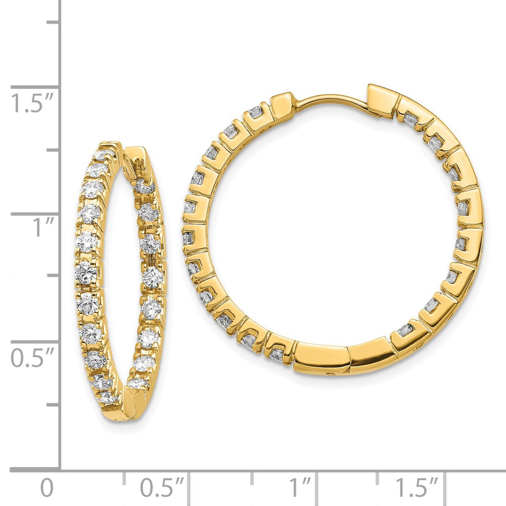 14k AA Diamond Hinged Hoop Earrings