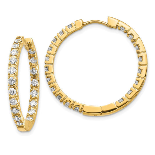 14k AA Diamond Hinged Hoop Earrings