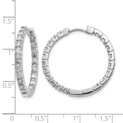 14k White Gold (Holds 38-2.3mm Round) In/Out Hinged Hoop Earring Mountings