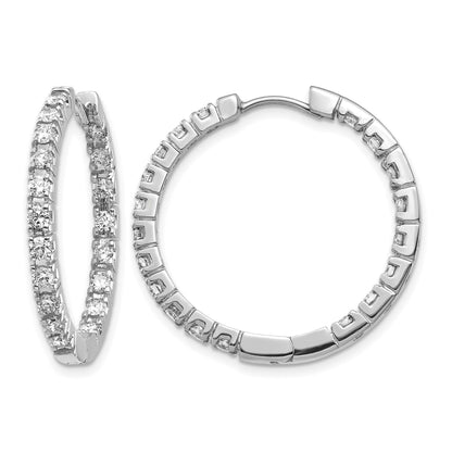 14k White Gold (Holds 38-2.3mm Round) In/Out Hinged Hoop Earring Mountings