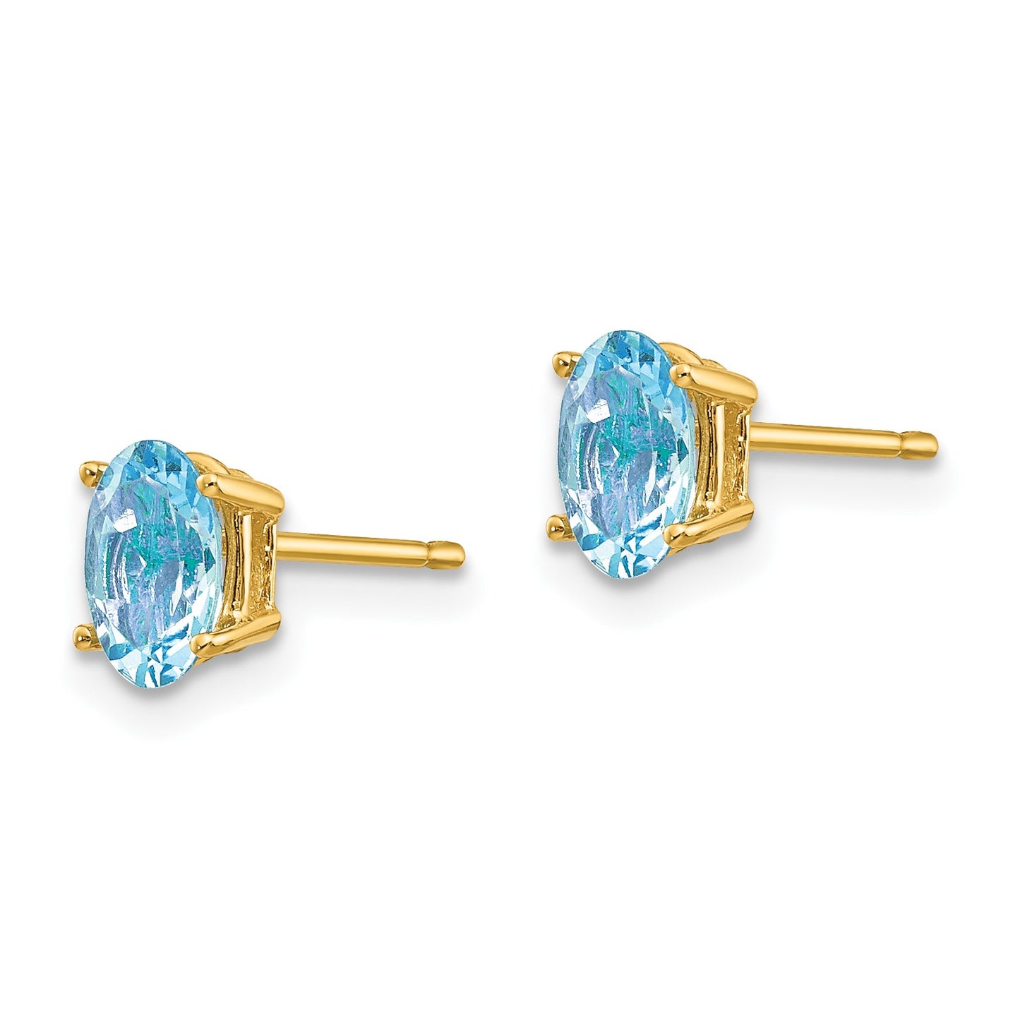 14k 6x4mm Oval Aquamarine Post Earrings