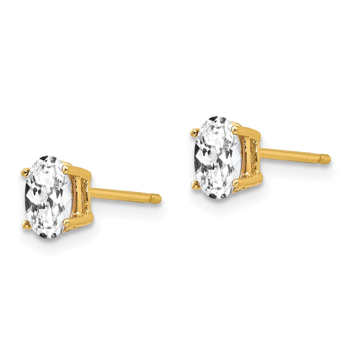 14k 6x4mm Oval Cubic Zirconia Post Earrings