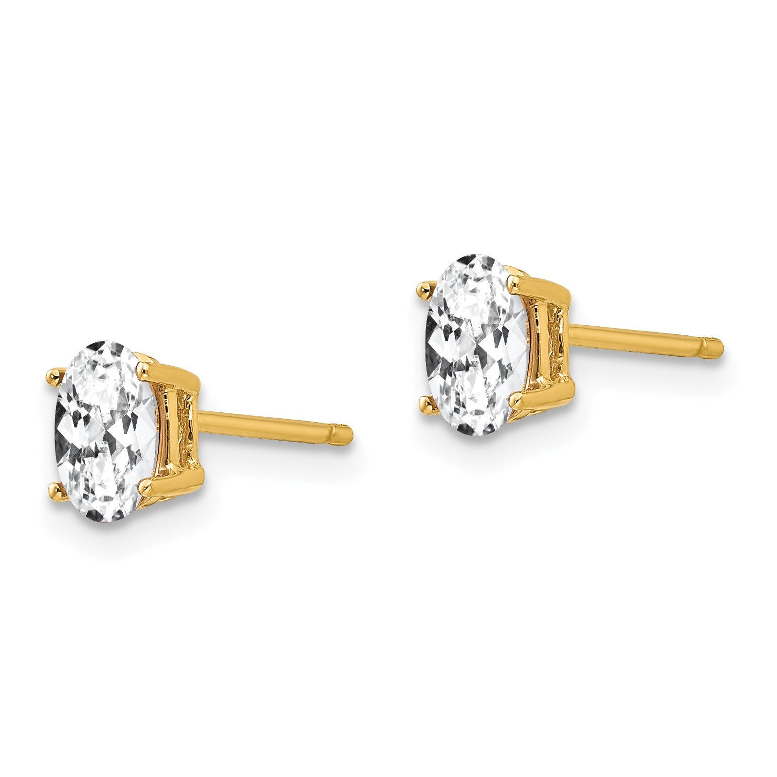 14k 6x4mm Oval Cubic Zirconia Post Earrings