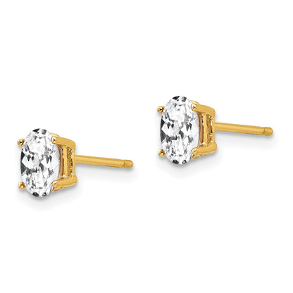 14k 6x4mm Oval Cubic Zirconia Post Earrings
