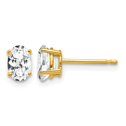 14k 6x4mm Oval Cubic Zirconia Post Earrings