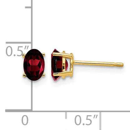 14k 6x4mm Oval Garnet Post Earrings