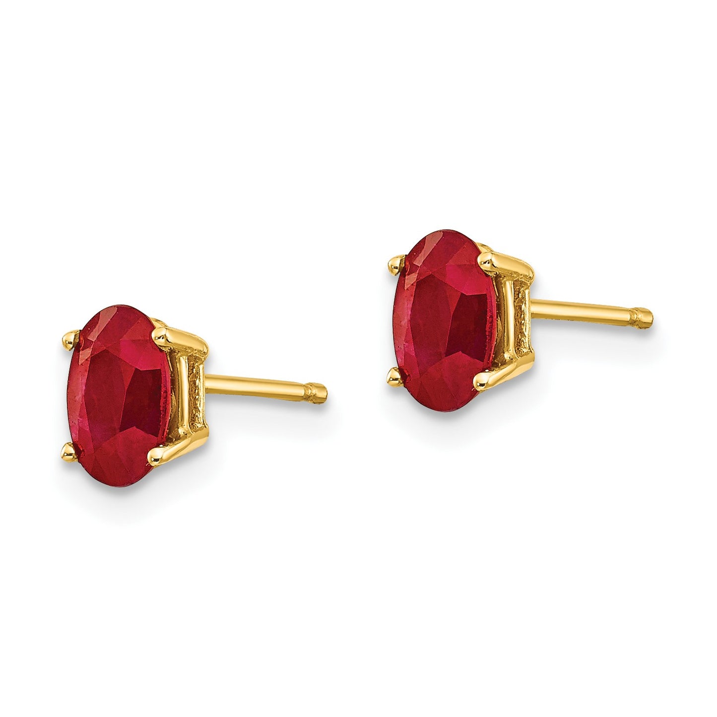 14k 6x4mm Oval Ruby Post Earrings