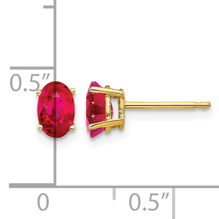 14k 6x4mm Oval Ruby Post Earrings