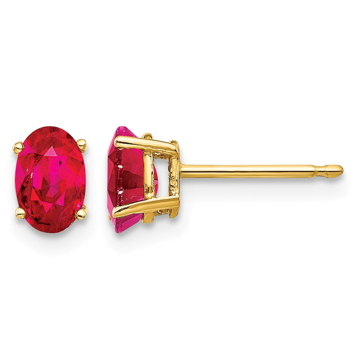 14k 6x4mm Oval Ruby Post Earrings