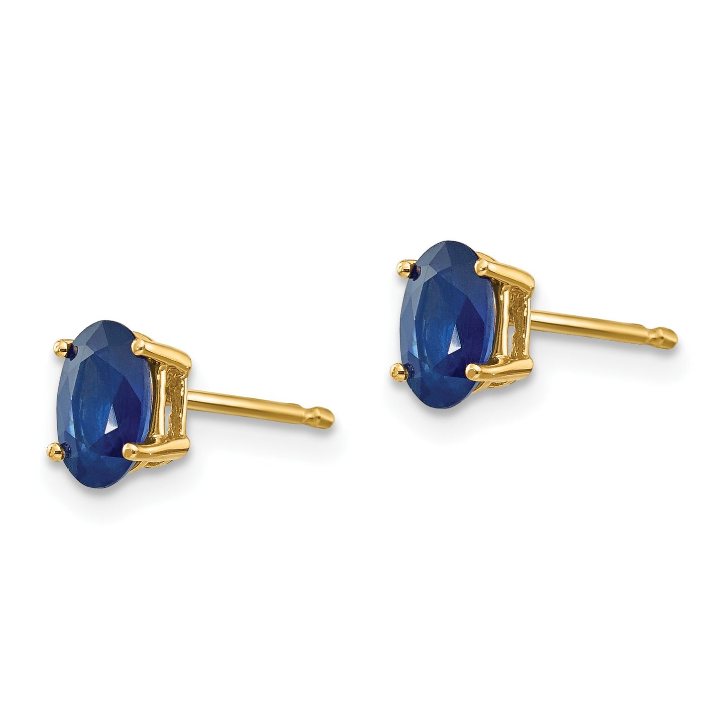 14k 6x4mm Oval Sapphire Post Earrings