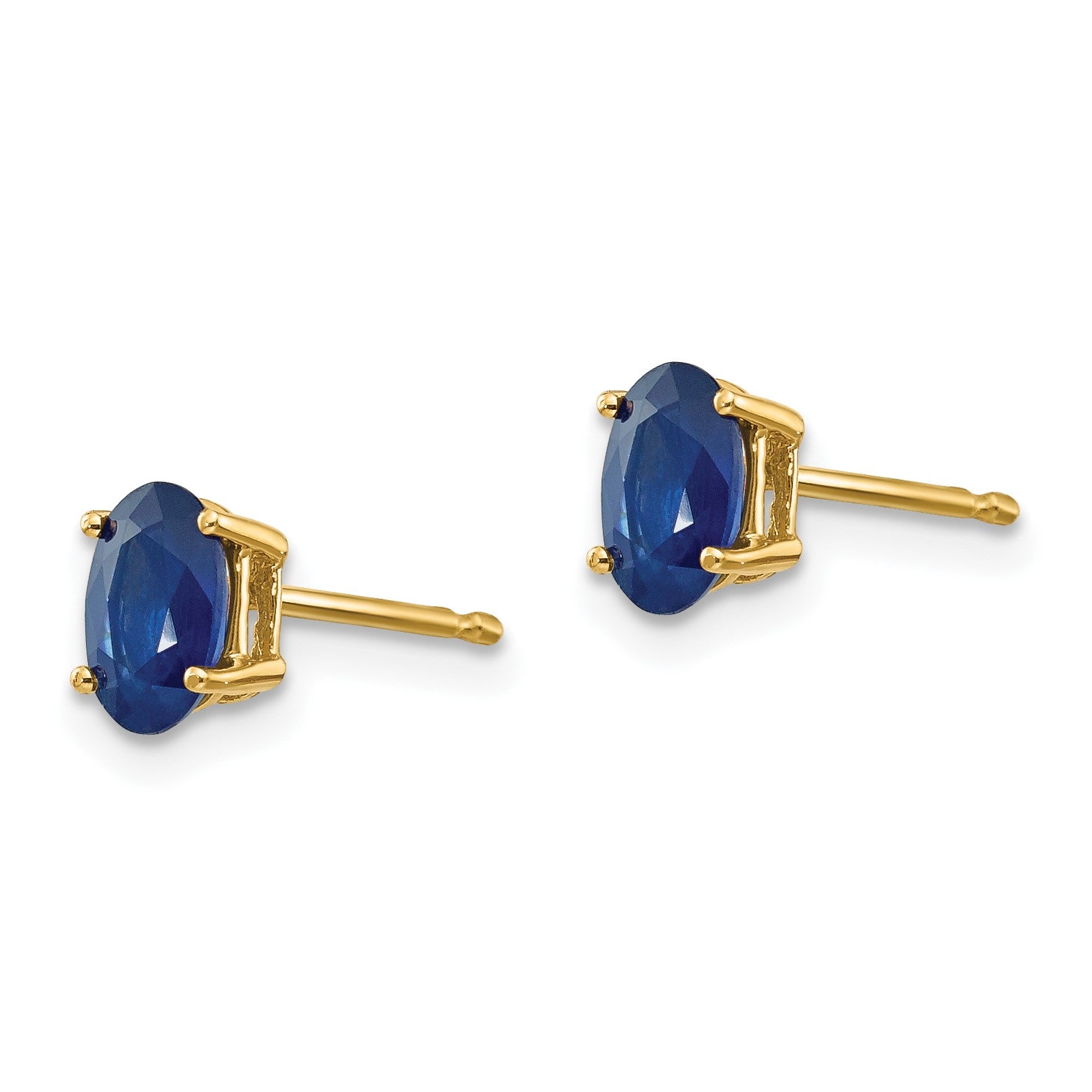 14k 6x4mm Oval Sapphire Post Earrings