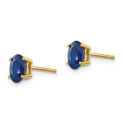 14k 6x4mm Oval Sapphire Post Earrings