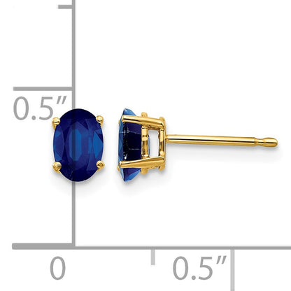 14k 6x4mm Oval Sapphire Post Earrings
