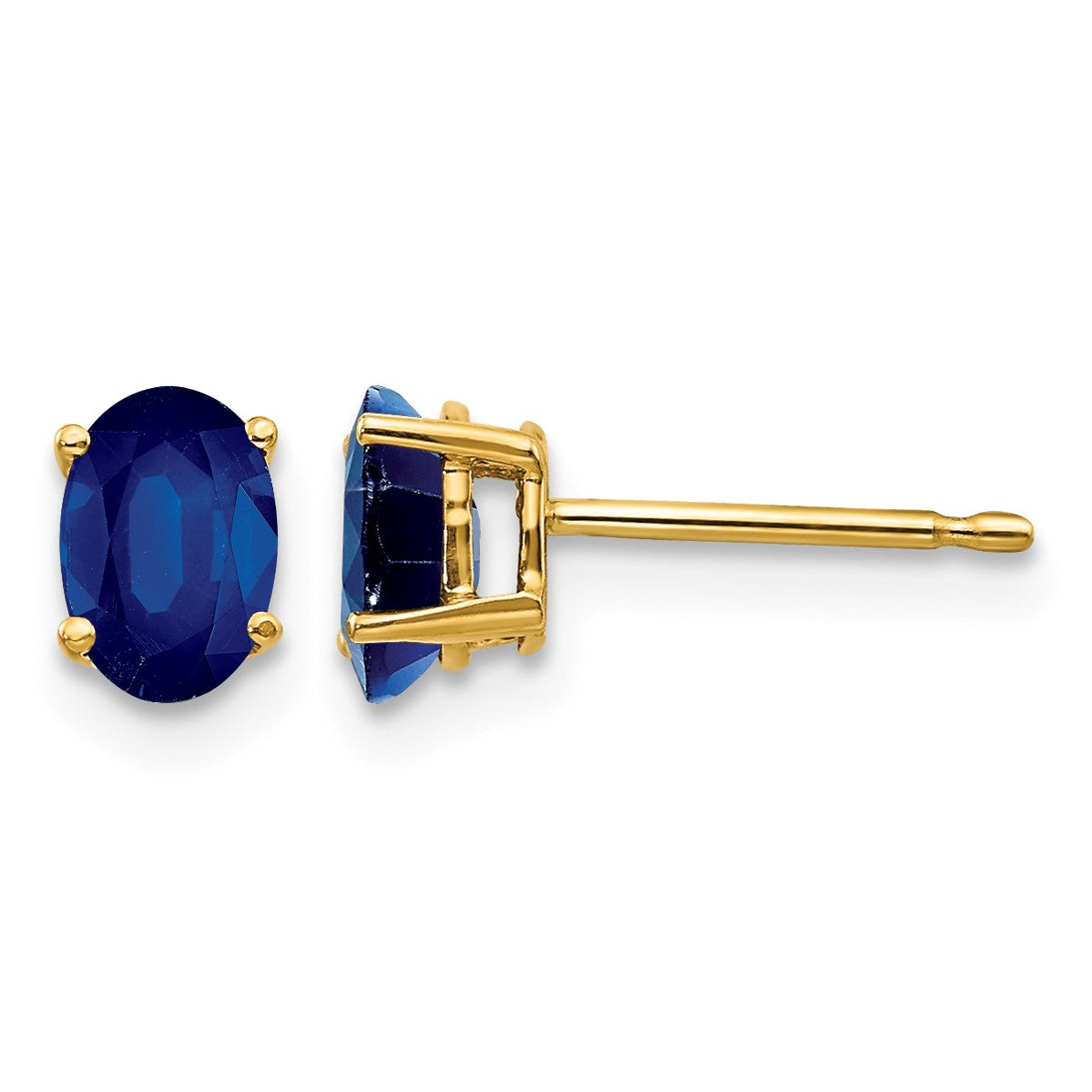 14k 6x4mm Oval Sapphire Post Earrings