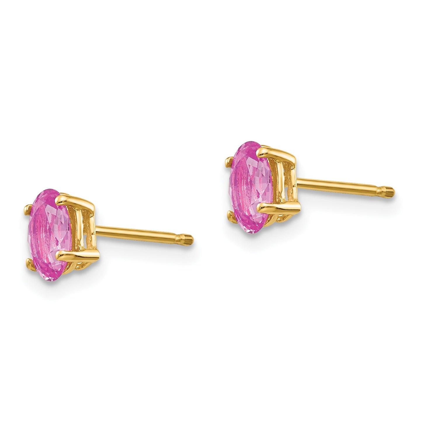 14k 6x4mm Oval Pink Sapphire Post Earrings