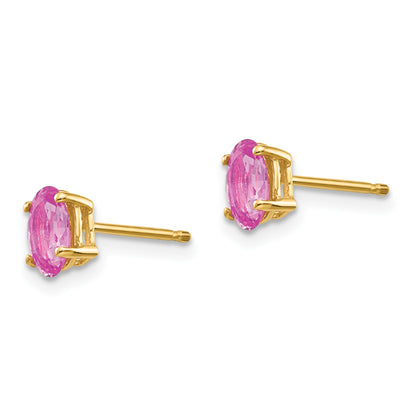 14k 6x4mm Oval Pink Sapphire Post Earrings