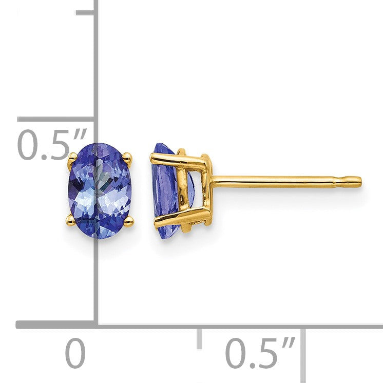 14k 6x4mm Oval Tanzanite Post Earrings