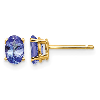 14k 6x4mm Oval Tanzanite Post Earrings