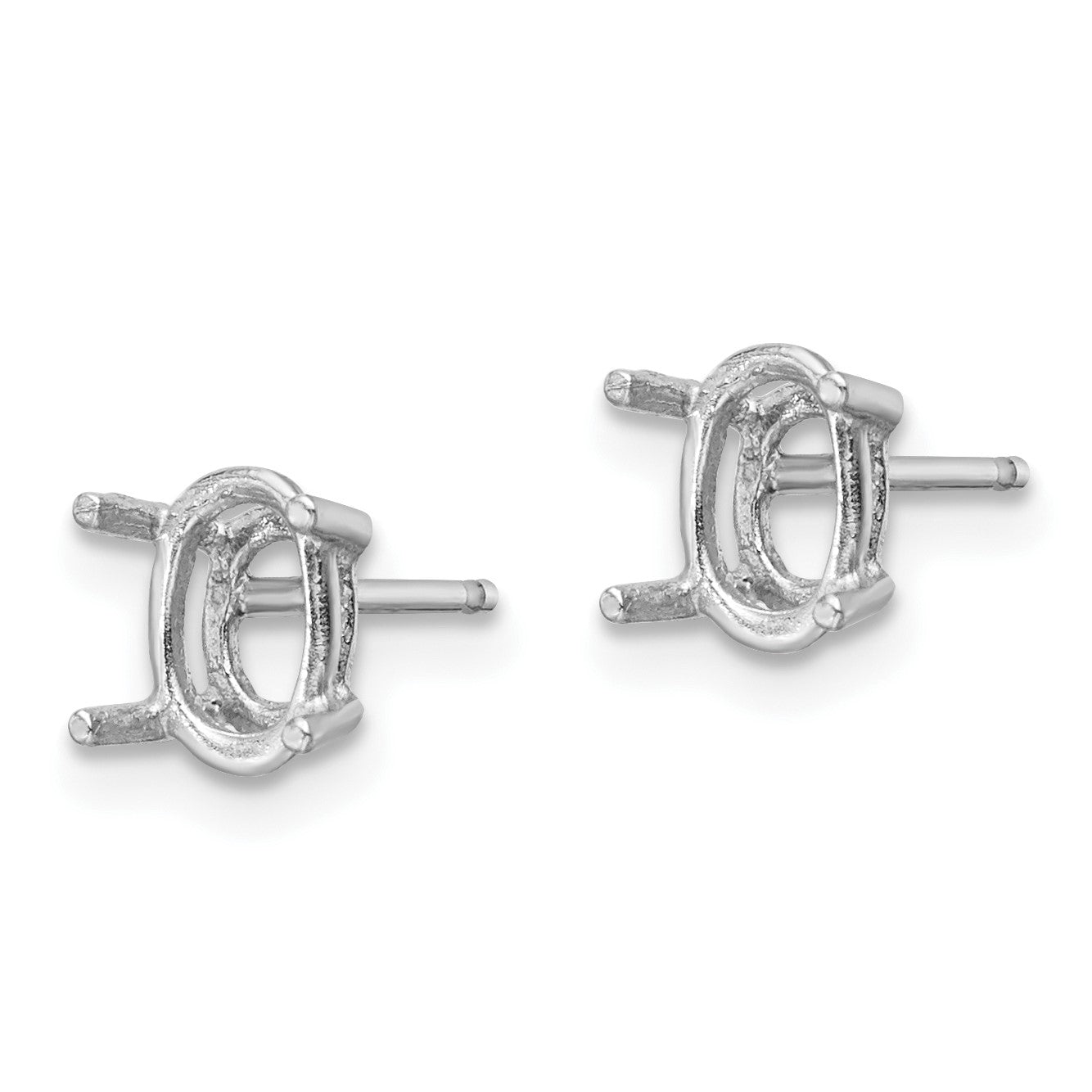 14k White Gold 6x4mm Oval Post Earring Mountings